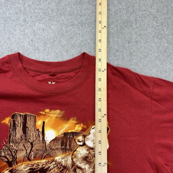 OutdoorLife Wolf Nature Graphic T-Shirt Mens Medium M Red Sunset Wasteland Tee - Picture 7 of 7